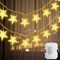 Battery Powered Star Fairy String Lights (Warm White), 13.2ft 40 LED Five-Pointed Star String Lights with Timer for Christmas, Bedroom, Party, Wedding, New Year, Garden Décor